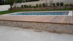 fabrication d'un tour de piscine en bois d'Ipé du Brésil 